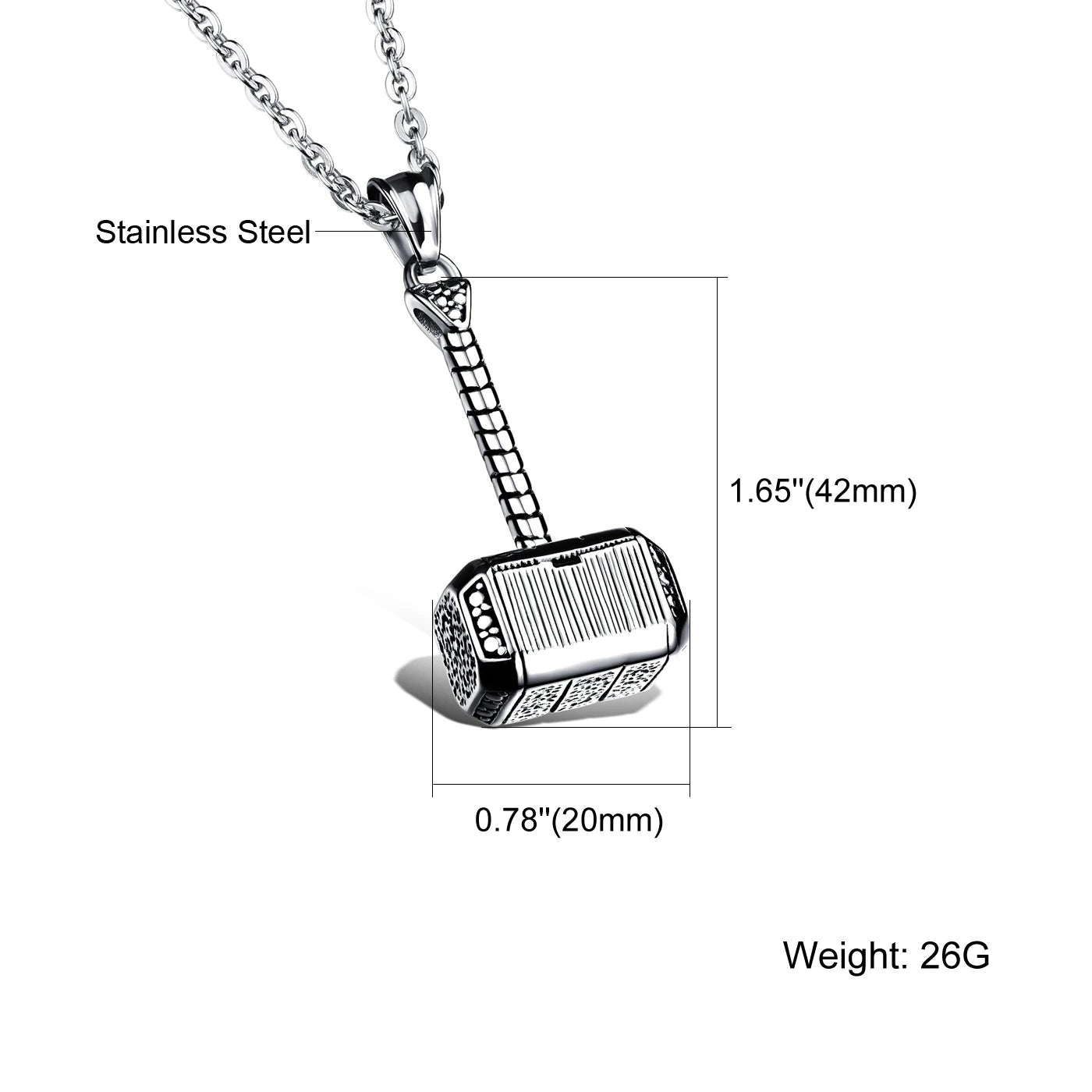 Viking Mjölnir Stainless Steel Necklace