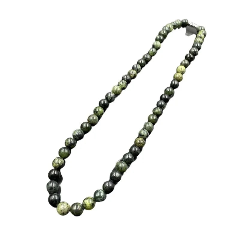 Tibetan Green Jade Healing Bead Necklace