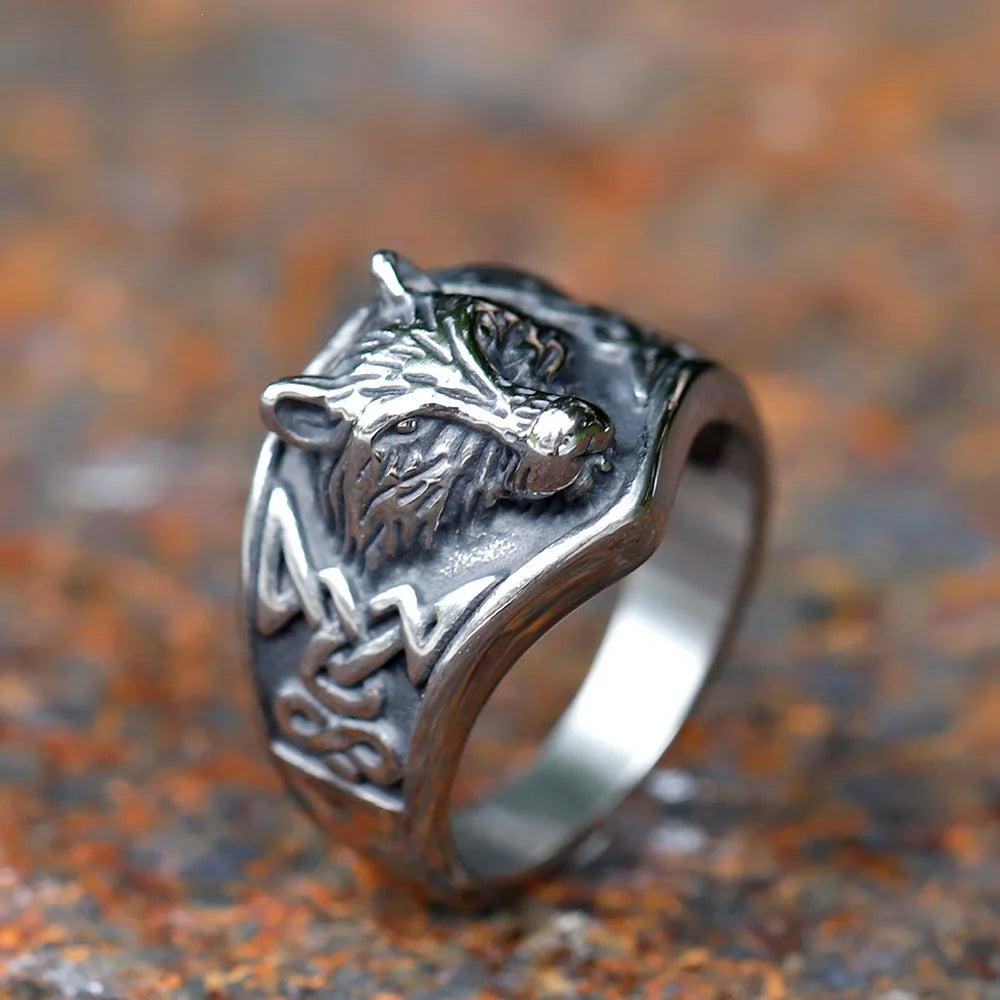 Viking Wolf Head Ring