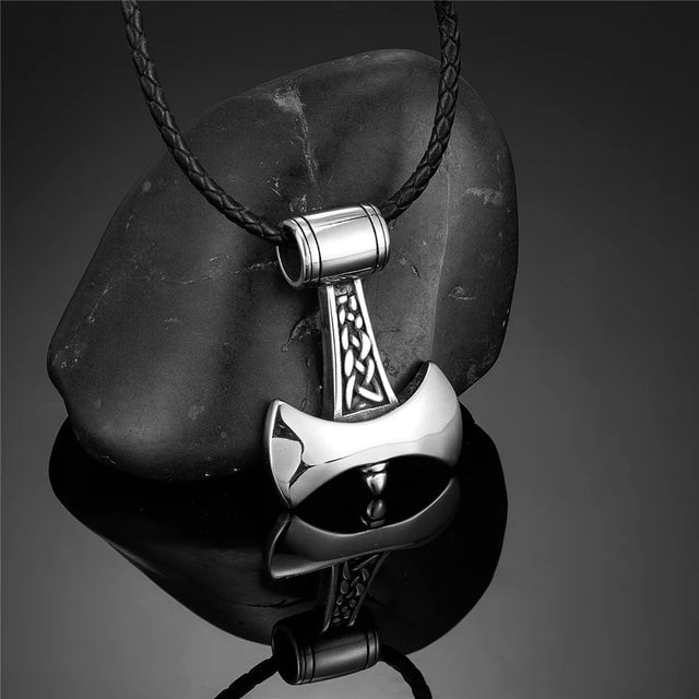 Home Steel Leather / 60CM Vikings Axe Anchor Necklaces Men Titanium Steel Gold Color Norse Rune Hammer Amulet Pendant Self-defense Never Fade Male Jewelry Ancient Treasures Ancientreasures Viking Odin Thor Mjolnir Celtic Ancient Egypt Norse Norse Mythology