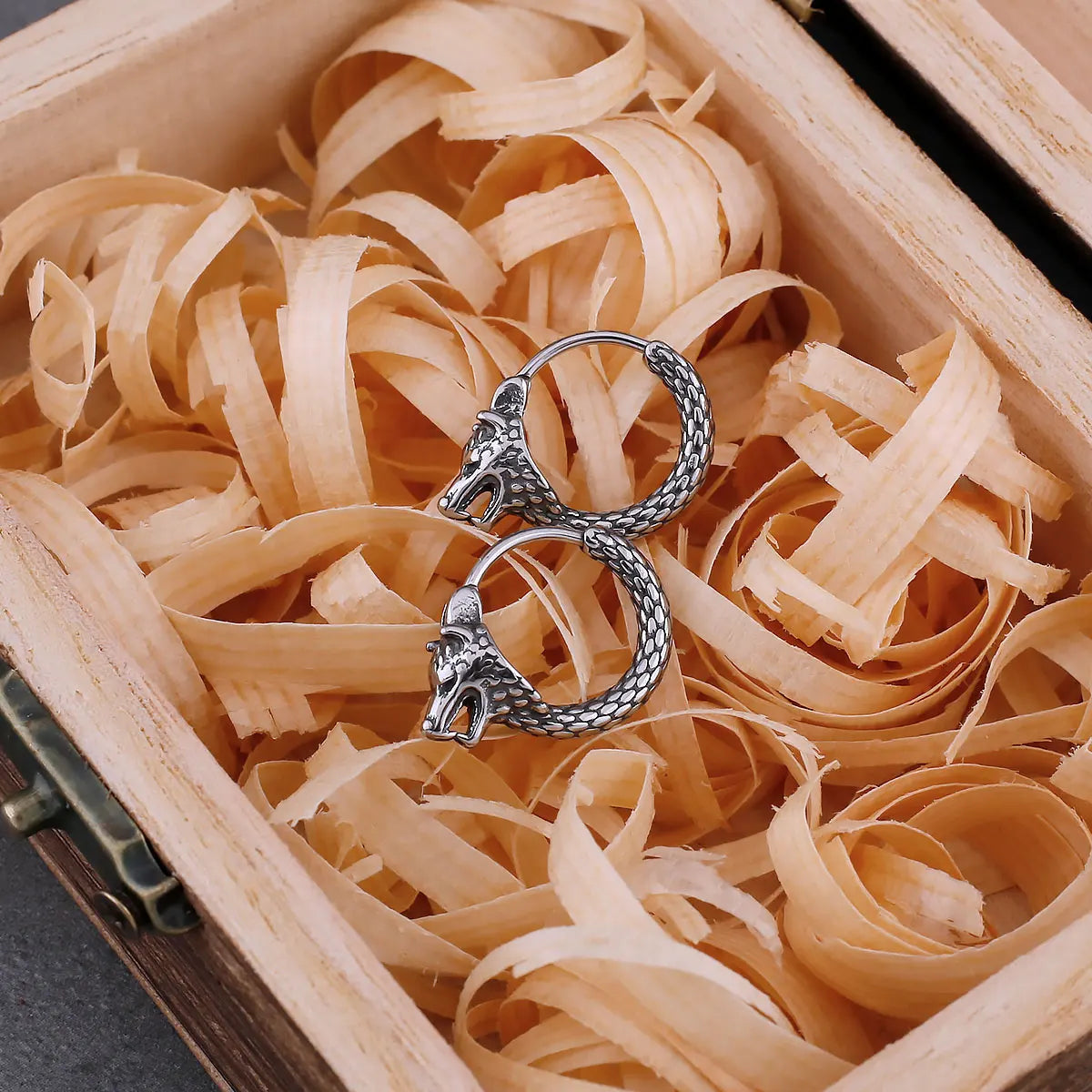 Viking Odin Wolf Head Earrings