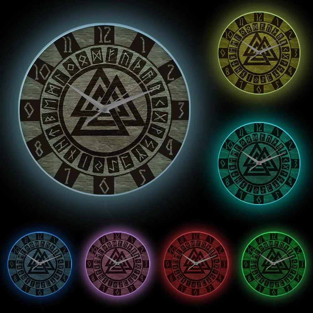 Valknut Rune Wall Clock