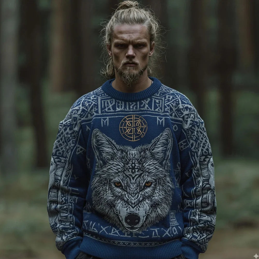 Viking Wolf Guardian Knit Sweater