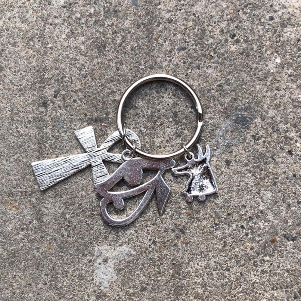 Ancient Egyptian Symbols - Ankh Anubis Eye Of Horus Keychain