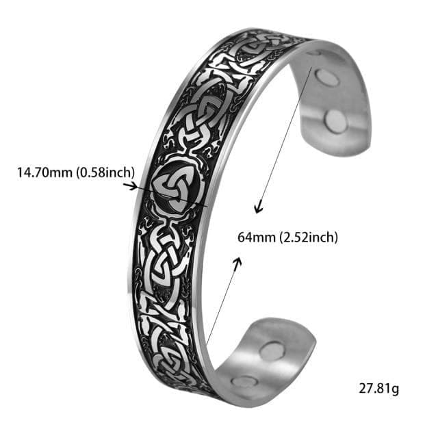 Bangles steel and black Skyrim Vintage Trefoil Knot Bracelet 316L Stainless Steel Magnetic Cuff Bangles Viking Bracelets Jewelry Gift for Women Men|jewelry bracelet|bracelet braceletadjustable bracelet Ancient Treasures Ancientreasures Viking Odin Thor Mjolnir Celtic Ancient Egypt Norse Norse Mythology