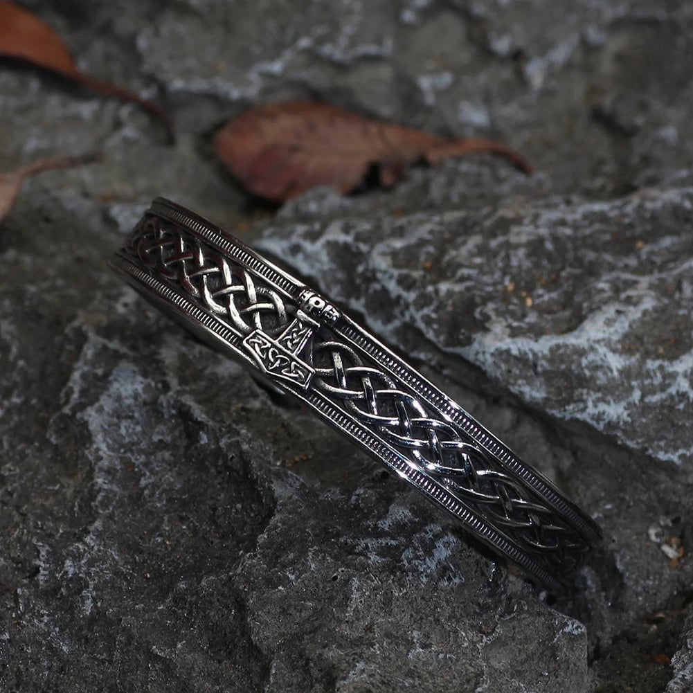 Bangles Steel Vikings Thor's Hammer Stainless Steel Bangle Bracelet Ancient Treasures Ancientreasures Viking Odin Thor Mjolnir Celtic Ancient Egypt Norse Norse Mythology