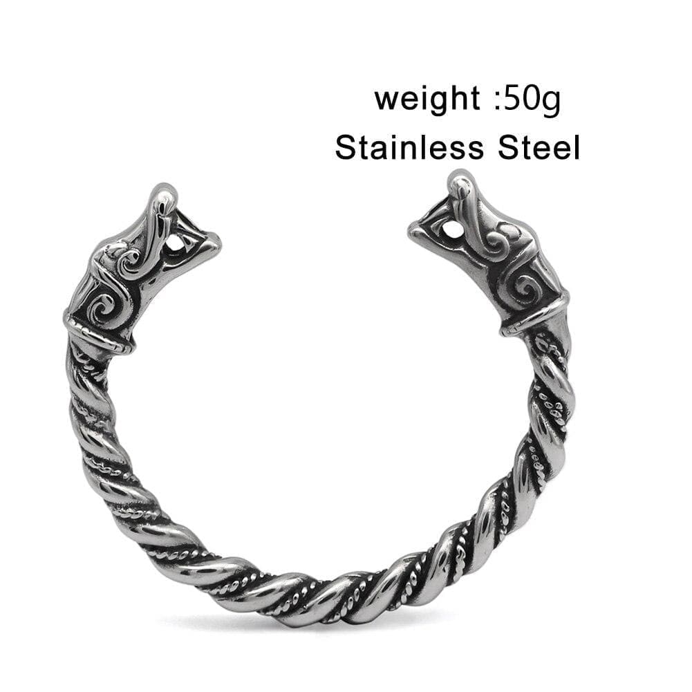 Bracelets Bracelet viking loup pour hommes, bracelet en acier inoxydable, bijoux nordiques, cadeau pour hommes Ancient Treasures Ancientreasures Viking Odin Thor Mjolnir Celtic Ancient Egypt Norse Norse Mythology