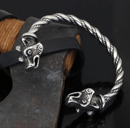 Bracelets Viking Fenrir Head Stainless Steel Bracelet Ancient Treasures Ancientreasures Viking Odin Thor Mjolnir Celtic Ancient Egypt Norse Norse Mythology