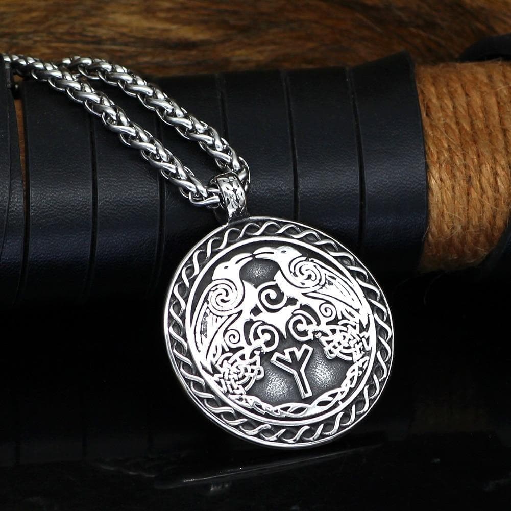 Colliers chaîne Collier viking en acier inoxydable pour hommes, bijoux odin nordique, cadeau , Couleur de Métal - BSK-Silver Ancient Treasures Ancientreasures Viking Odin Thor Mjolnir Celtic Ancient Egypt Norse Norse Mythology
