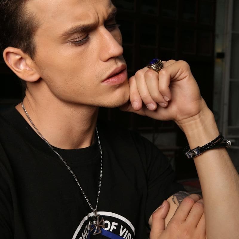 Default Title Mprainbow Mens Necklace Stainless Steel Vintage Hollow Maltese Iron Cross Pendant Necklace Knights Templar Cross Fashion Jewelry