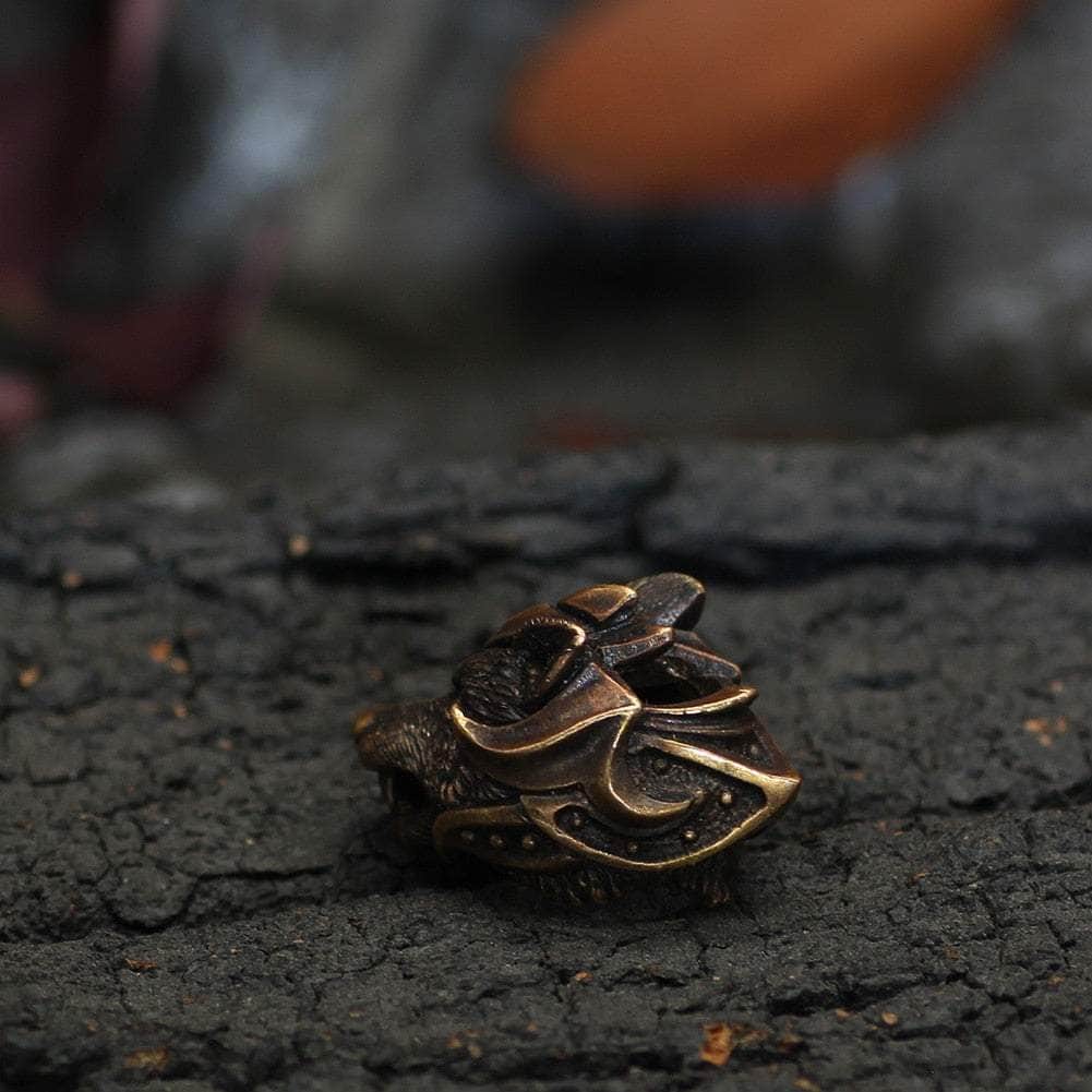 Home brown 3pcs Norse Vikings Wolf Head Paracord Beads Hair Tube Beads Stainless Steel Beads For Bracelets Pendant Necklace Diy - Beads Ancient Treasures Ancientreasures Viking Odin Thor Mjolnir Celtic Ancient Egypt Norse Norse Mythology