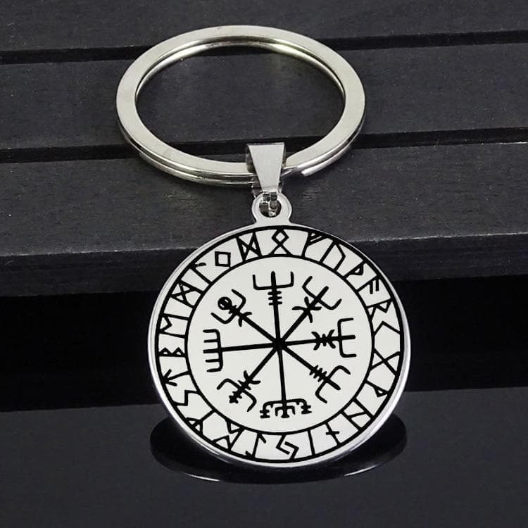 Keychains Vikings Vegvisir in Runic Circle Stainless Steel Keychain Ancient Treasures Ancientreasures Viking Odin Thor Mjolnir Celtic Ancient Egypt Norse Norse Mythology