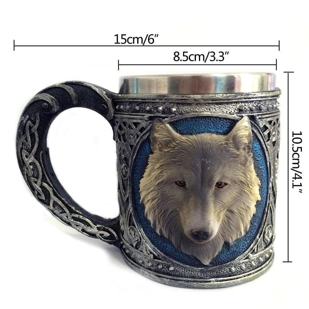 Mugs Stainless Steel Nordic Wolf Beer Cup Ancient Treasures Ancientreasures Viking Odin Thor Mjolnir Celtic Ancient Egypt Norse Norse Mythology