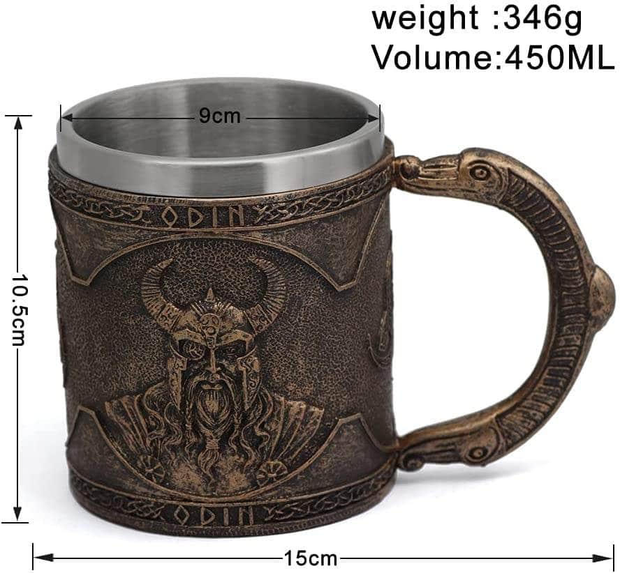 Mugs Viking Nordic Odin Raven Stainless Steel Drinking Mug Ancient Treasures Ancientreasures Viking Odin Thor Mjolnir Celtic Ancient Egypt Norse Norse Mythology