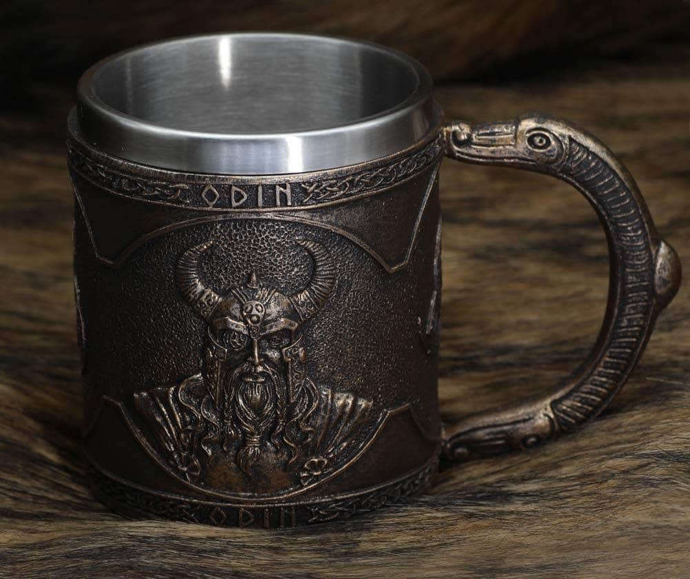 Mugs Viking Nordic Odin Raven Stainless Steel Drinking Mug Ancient Treasures Ancientreasures Viking Odin Thor Mjolnir Celtic Ancient Egypt Norse Norse Mythology