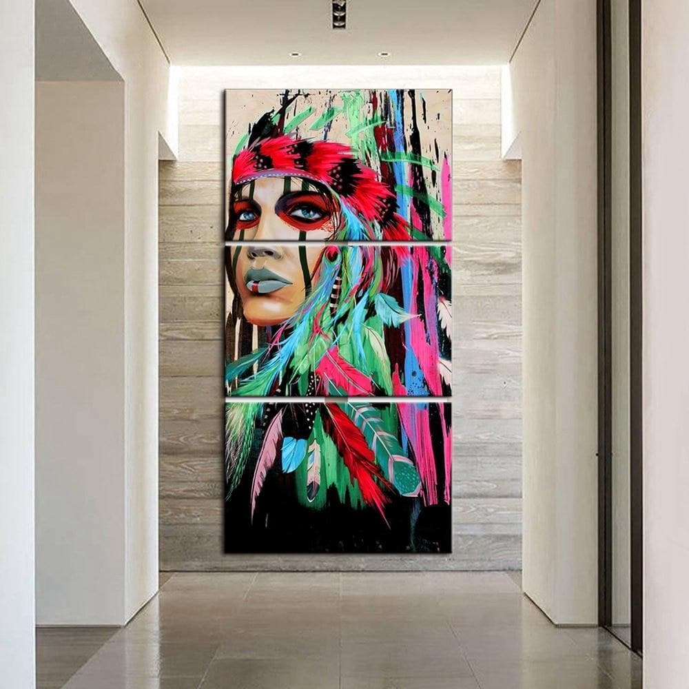 Native American Native American Colorful Woman Canvas