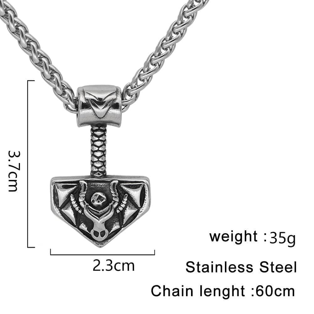 Necklaces Collier viking en acier inoxydable pour hommes, mjolnir, thor hammer, bijoux cadeaux pour hommes , Couleur de Métal - BSK-silver Ancient Treasures Ancientreasures Viking Odin Thor Mjolnir Celtic Ancient Egypt Norse Norse Mythology