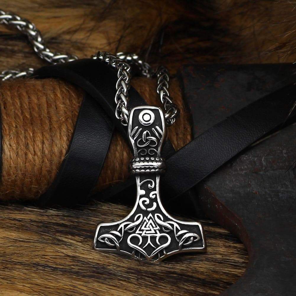 Necklaces Vikings Mjolnir & Valknut Stainless Steel Necklace Ancient Treasures Ancientreasures Viking Odin Thor Mjolnir Celtic Ancient Egypt Norse Norse Mythology