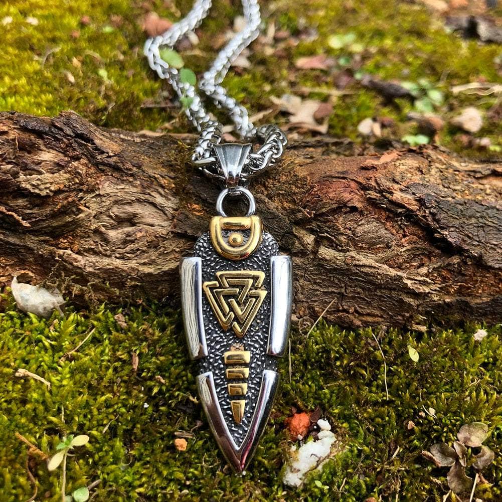 Pendant and Necklace Vikings Odin's Gungir Valknut Stainless Steel Necklace Ancient Treasures Ancientreasures Viking Odin Thor Mjolnir Celtic Ancient Egypt Norse Norse Mythology
