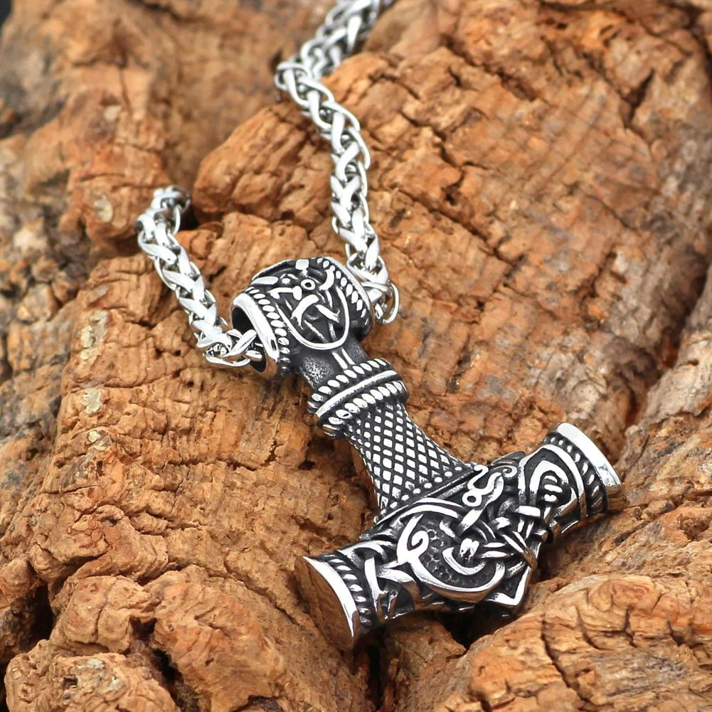 Pendant and Necklaces Vikings Hammer of Thor Stainless Steel Necklace Ancient Treasures Ancientreasures Viking Odin Thor Mjolnir Celtic Ancient Egypt Norse Norse Mythology