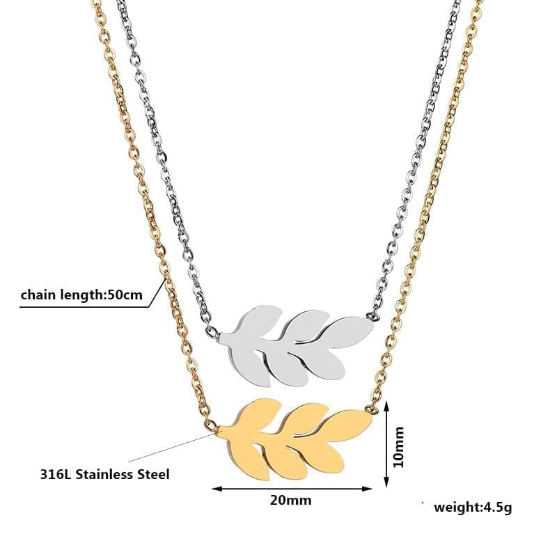 Pendant Necklaces ELSEMOOD Tiny Leaf Mental Necklace Steel Gold 316L Stainless Steel Olive Branch Pendant Necklaces for Women Birthday Jewelry|Pendant Necklaces| Ancient Treasures Ancientreasures Viking Odin Thor Mjolnir Celtic Ancient Egypt Norse Norse Mythology