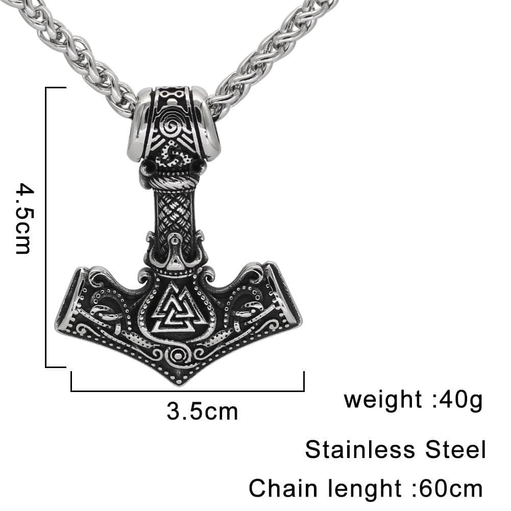 Pendant Necklaces Nordic Stainless Steel Mjolnir Valknut Rune Scandinavian Viking Necklace With Valknut Gift Bag|Pendant Necklaces| Ancient Treasures Ancientreasures Viking Odin Thor Mjolnir Celtic Ancient Egypt Norse Norse Mythology