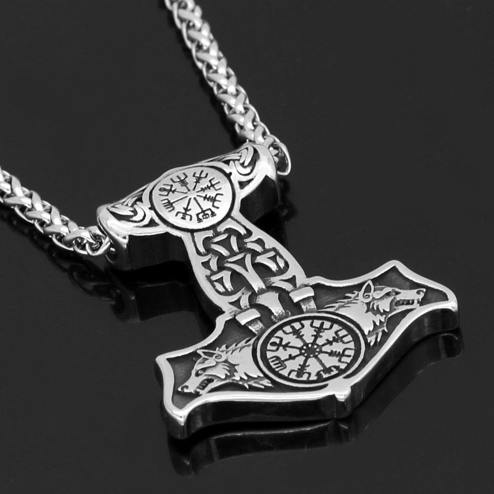 Pendant Necklaces Nordic Viking Vegvisir Hammer Pendant Necklace