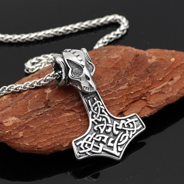Pendant Necklaces Silver Stainless Steel Vintage Viking Punk Rock Gothic Skull Thor's Hammer Pendant Necklace Men's Heavy Hammer Necklaces Jewellery Gift|Pendant Necklaces| Ancient Treasures Ancientreasures Viking Odin Thor Mjolnir Celtic Ancient Egypt Norse Norse Mythology