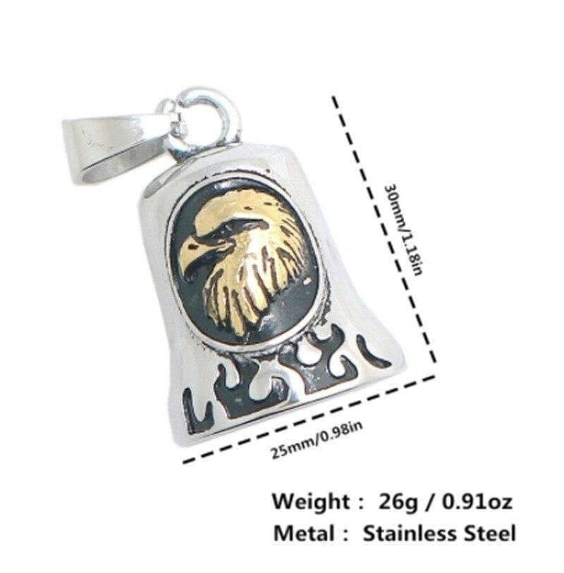 Pendant Necklaces Stainless Steel Men Cool Eagle Biker Motorcycle Style Flaming Biker Bell Pendant Necklaces for Men|Pendant Necklaces| Ancient Treasures Ancientreasures Viking Odin Thor Mjolnir Celtic Ancient Egypt Norse Norse Mythology