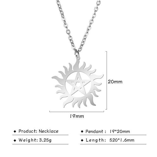 Pendant Necklaces Women Skyrim Stainless Steel Shining Sun Pentagram Pendant Necklace Supernatural Dean Statement Box Chain Necklaces Jewelry Women Men|Pendant Necklaces| Ancient Treasures Ancientreasures Viking Odin Thor Mjolnir Celtic Ancient Egypt Norse Norse Mythology