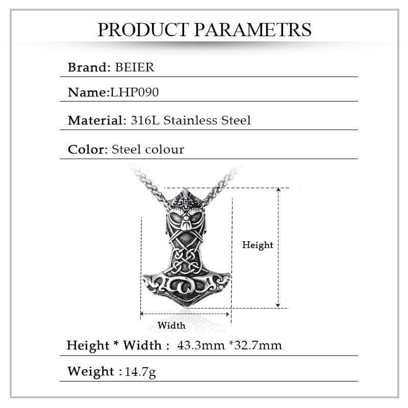 Pendants Beier 316L stainless steel Viking Warrior Men's Pendant Necklace Navis Hammer Amulet High Quality Jewelry LLLHP090P|Pendants| Ancient Treasures Ancientreasures Viking Odin Thor Mjolnir Celtic Ancient Egypt Norse Norse Mythology