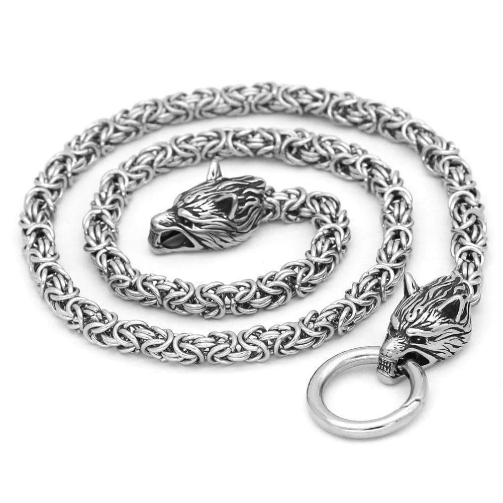 Pendants & Necklaces 50CM / 20 Inches Stainless Steel Wolf Head Handmade Chain Ancient Treasures Ancientreasures Viking Odin Thor Mjolnir Celtic Ancient Egypt Norse Norse Mythology