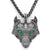 Pendants & Necklaces Green Eyes / Silver Norse Eye Colored Wolf Pendant Necklace Ancient Treasures Ancientreasures Viking Odin Thor Mjolnir Celtic Ancient Egypt Norse Norse Mythology