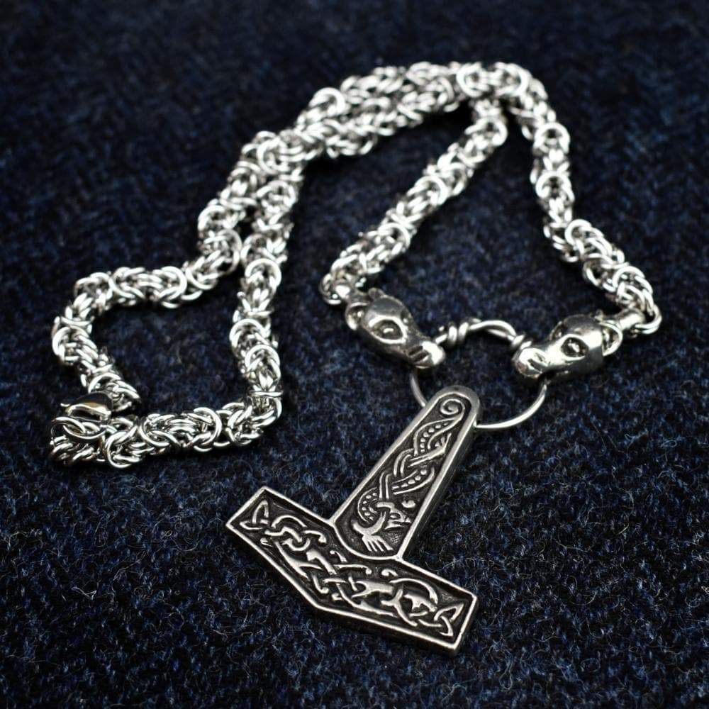Vikings Jorvik Thor's Hammer Pendant on Dragon Chain