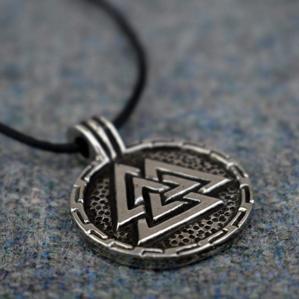 Viking Norse Valknut on Perforated Round Pewter Pendant