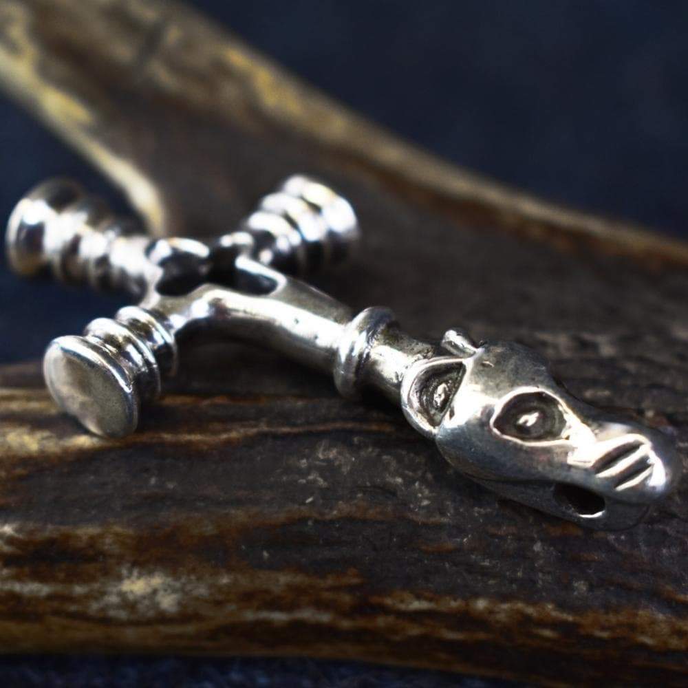 Vikings Dragon Head & Cross Hammer Pendant