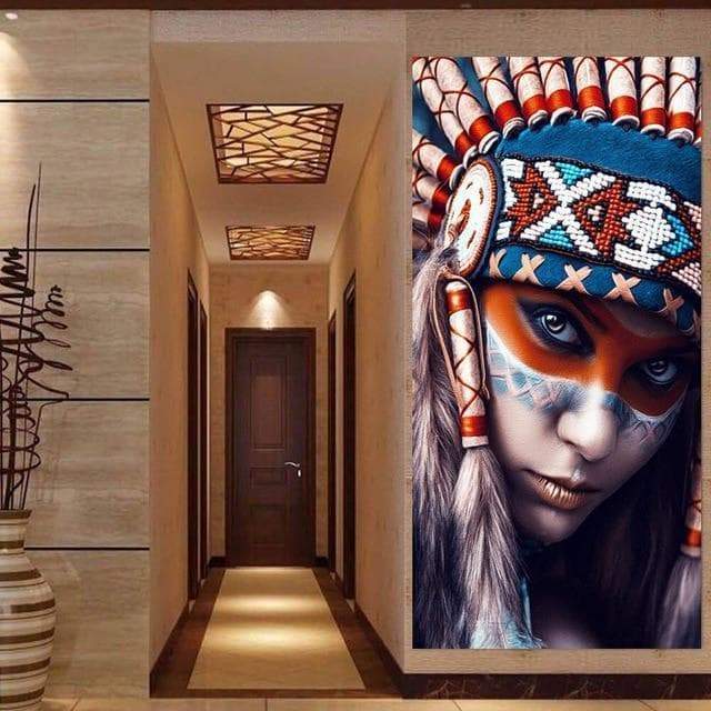 Posters & Canvases Small / Gray Native American Colorful Indian Devushka Wall Art Ancient Treasures Ancientreasures Viking Odin Thor Mjolnir Celtic Ancient Egypt Norse Norse Mythology