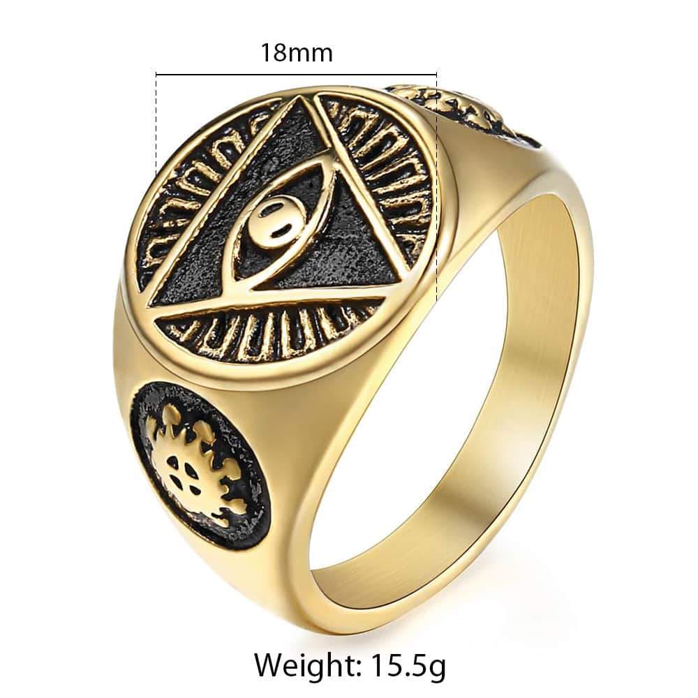 Rings 316L Stainless Steel Signet Ring For Men Triangle Eye of Providence Illuminati Pyramid All Seeing Eye Fashion Male Jewelry HR365|Rings| Ancient Treasures Ancientreasures Viking Odin Thor Mjolnir Celtic Ancient Egypt Norse Norse Mythology