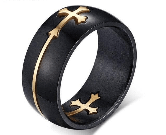 Rings 7 / 10488 NEWBUY Fashion Black/Gold Color Stainless Steel Cross Ring For Men Rotatable Punk Ring Male Party Jewelry|Rings| Ancient Treasures Ancientreasures Viking Odin Thor Mjolnir Celtic Ancient Egypt Norse Norse Mythology