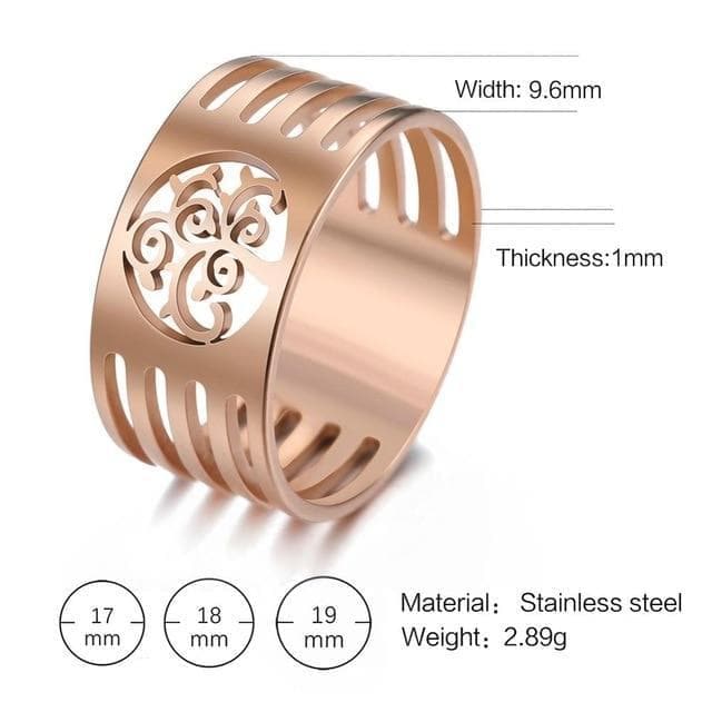 Rings 7 / rose gold color Teamer Wisdom Life of Tree Rings for Women Men Wide Stainless Steel Ring Rose Gold Fashion Jewelry Punk Hiphop Accessories Wicca|Rings| Ancient Treasures Ancientreasures Viking Odin Thor Mjolnir Celtic Ancient Egypt Norse Norse Mythology