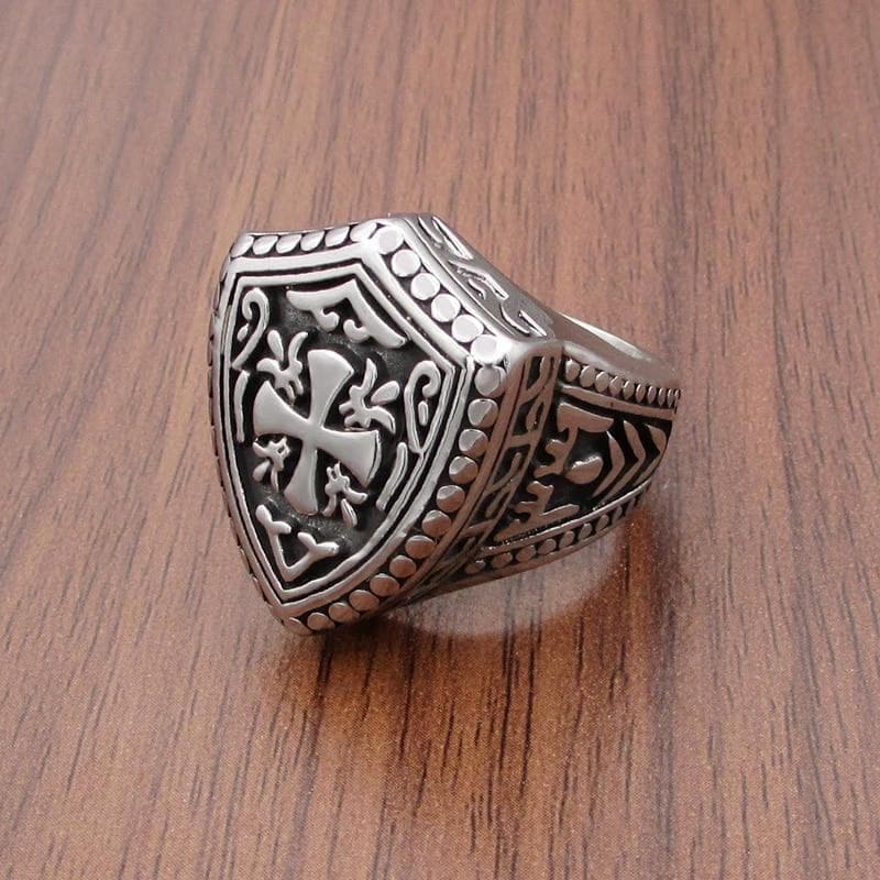 Rings Free Shipping Gothic Size 7 13# 316L Stainless Steel Warrior Cross Shield Knight Templar Ring Jewelry|Rings| Ancient Treasures Ancientreasures Viking Odin Thor Mjolnir Celtic Ancient Egypt Norse Norse Mythology