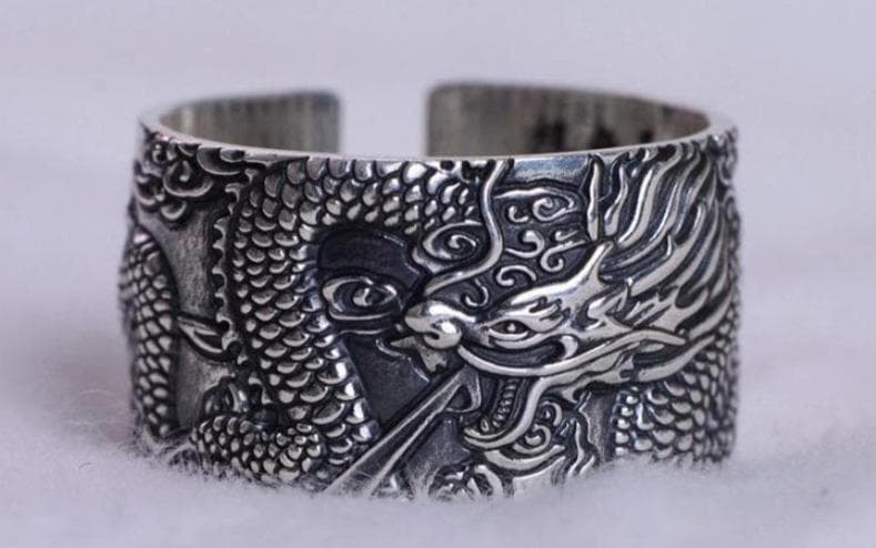 Rings Real 925 Sterling Silver Mens Biker Rings With Flying Dragon Vintage Punk Style Heart Sutra Engraved Buddhism Animal Jewelry|Rings| Ancient Treasures Ancientreasures Viking Odin Thor Mjolnir Celtic Ancient Egypt Norse Norse Mythology