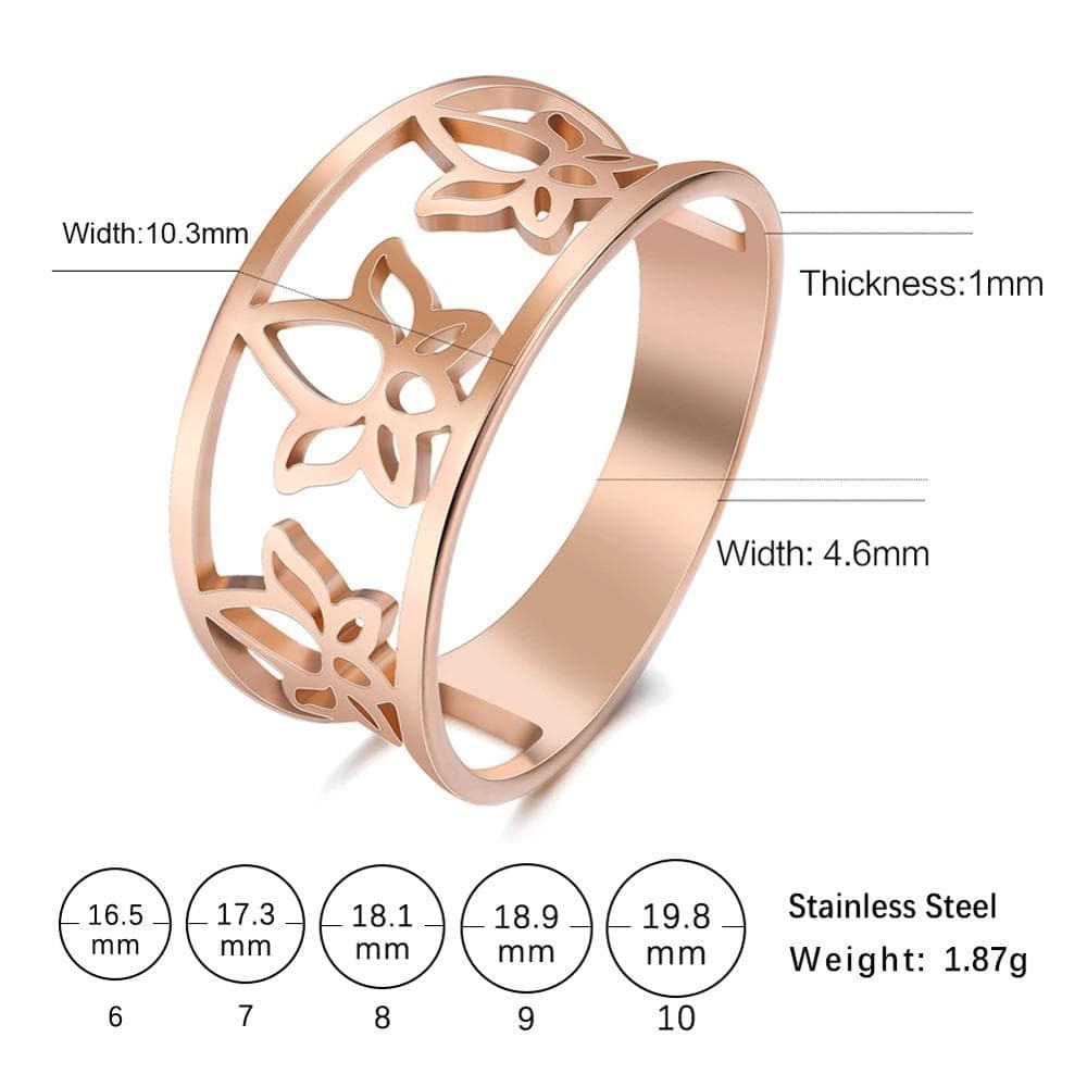 Rings Skyrim Pure Lotus Flower Rings Shiny Stainless Steel Cutout Good Luck Casual Ring Anniversary Jewelry Birthday Gift for Women|Rings| Ancient Treasures Ancientreasures Viking Odin Thor Mjolnir Celtic Ancient Egypt Norse Norse Mythology