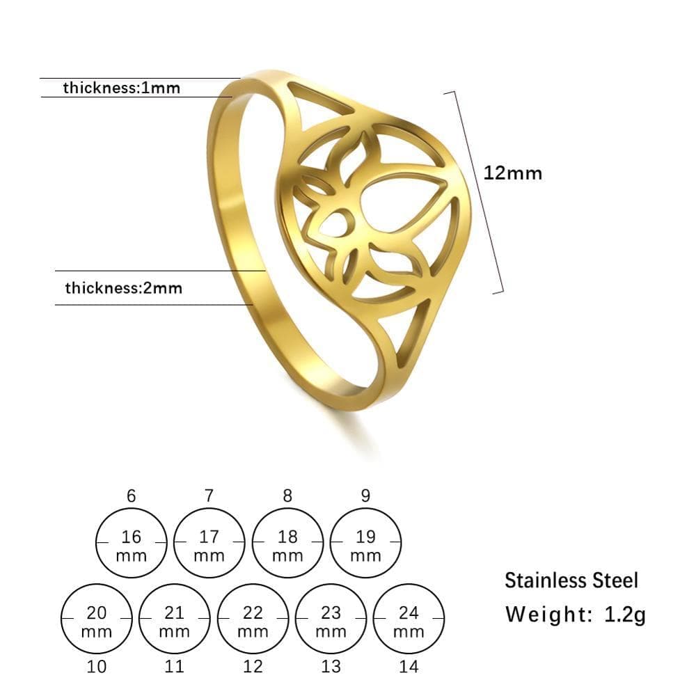 Rings Skyrim Women Lotus Flower Finger Rings Stainless Steel Gold Color Casual Ring Anniversary Jewelry Birthday Gift for Lover Friend|Rings| Ancient Treasures Ancientreasures Viking Odin Thor Mjolnir Celtic Ancient Egypt Norse Norse Mythology