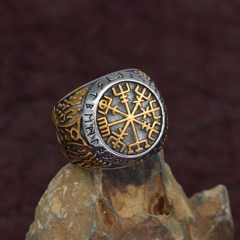 Rings Stainless steel Men Viking Vegvisir Yggdrasi Tree Of Life Ring With Valknut Gift Bag|Rings| Ancient Treasures Ancientreasures Viking Odin Thor Mjolnir Celtic Ancient Egypt Norse Norse Mythology