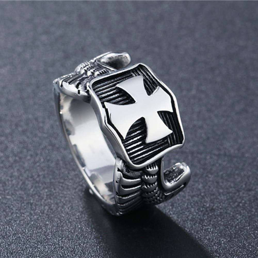 Rings Stainless Steel Vintage Cross Medal Rings Jewelry Gift Punk Rock Cross Ring Jewellery Gift For Him Size 7 14|Rings| Ancient Treasures Ancientreasures Viking Odin Thor Mjolnir Celtic Ancient Egypt Norse Norse Mythology