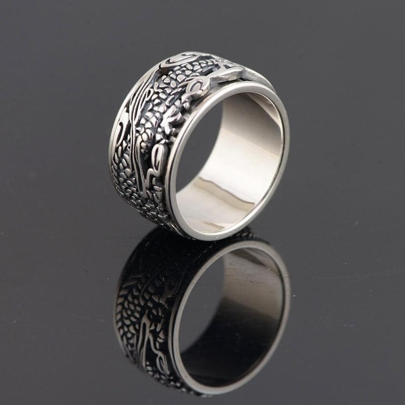 Rings V.YA 925 Sterling Silver Ancient Chinese Dragon Rings for Men Vintage Ethnic Rotated Ring Thai Silver Jewelry For Male Jewelry|Rings| Ancient Treasures Ancientreasures Viking Odin Thor Mjolnir Celtic Ancient Egypt Norse Norse Mythology