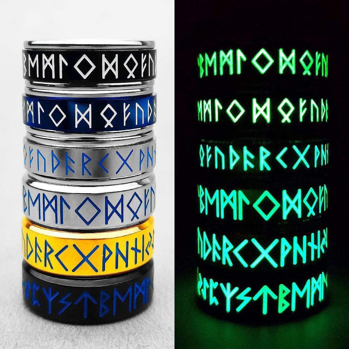Rings Viking Nordic Runic Glowing Stainless Steel Ring Ancient Treasures Ancientreasures Viking Odin Thor Mjolnir Celtic Ancient Egypt Norse Norse Mythology