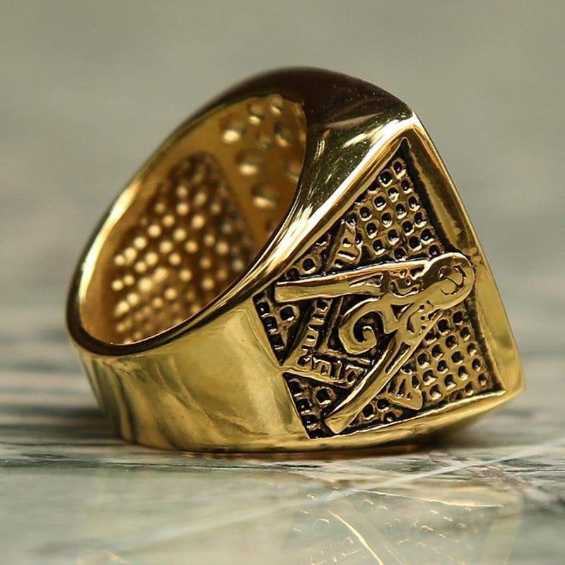 Rings Vintage Heavy Stainless Steel All Seeing Eye Ring Crystal Gold Ring Mason Masonic Ring Punk Male Ring|Rings| Ancient Treasures Ancientreasures Viking Odin Thor Mjolnir Celtic Ancient Egypt Norse Norse Mythology