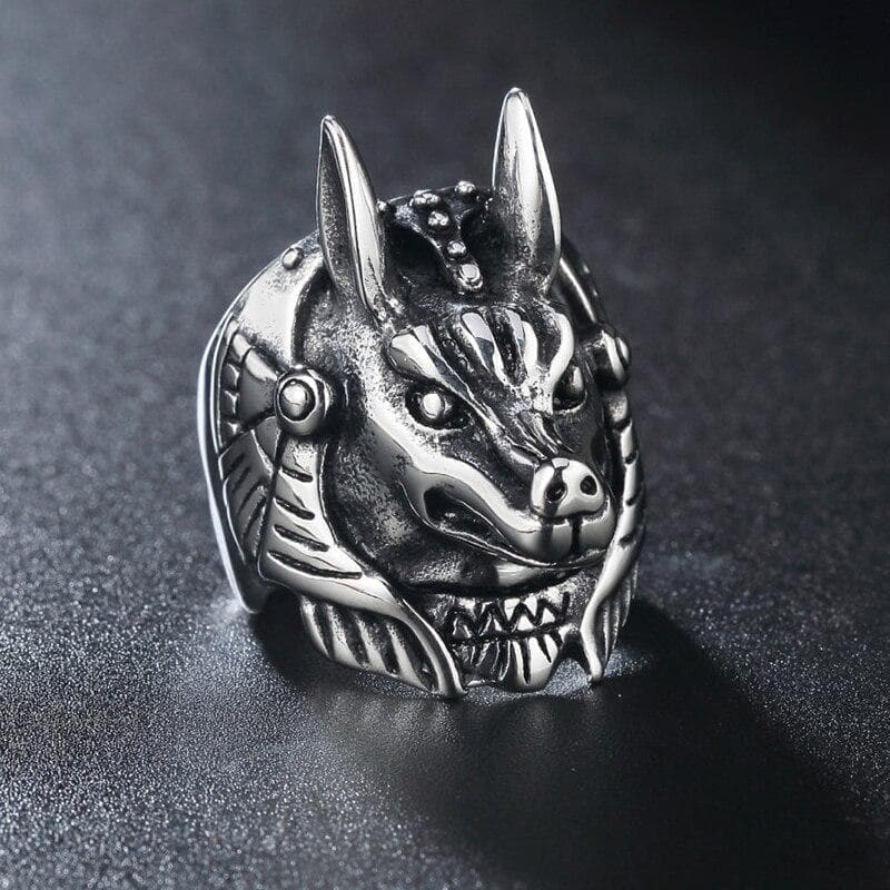 Rings Vintage The God Of Death Anubis Ring Men Stainless Steel Wolf Head Biker Rings Male Fashion Egypt Mythology Jewelry Dropshipping|Rings| Ancient Treasures Ancientreasures Viking Odin Thor Mjolnir Celtic Ancient Egypt Norse Norse Mythology